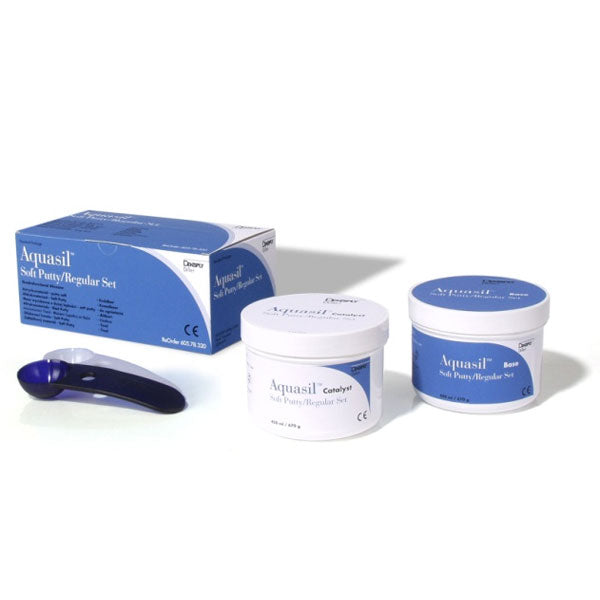 Dentsply Aquasil Soft Putty Regular Set, Standard Pack - 450 mL/670 Gm (Base and Catalyst) with 2 Putty Scoops Dentsply Aquasil Soft Putty Regular Set, Standard Pack - 450 mL/670 Gm (Base and Catalyst) with 2 Putty Scoops